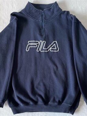 FILA Men's Navy Half-Zip Sweatshirt with White Logo